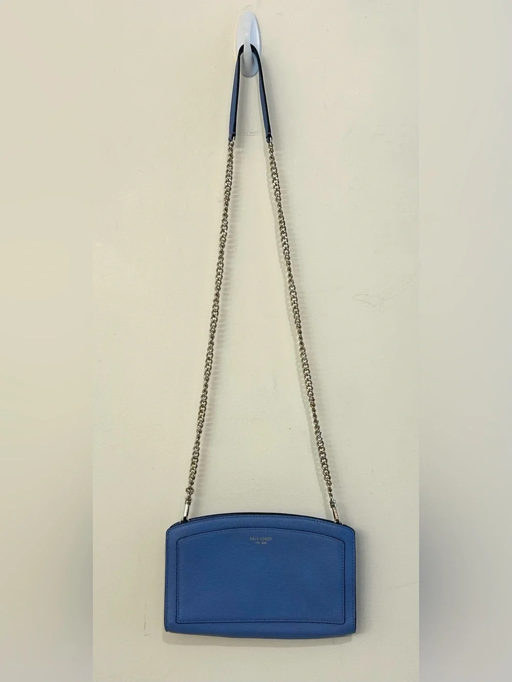 Kate Spade New York Margaux Crossbody in Blue Leather with Chain Strap